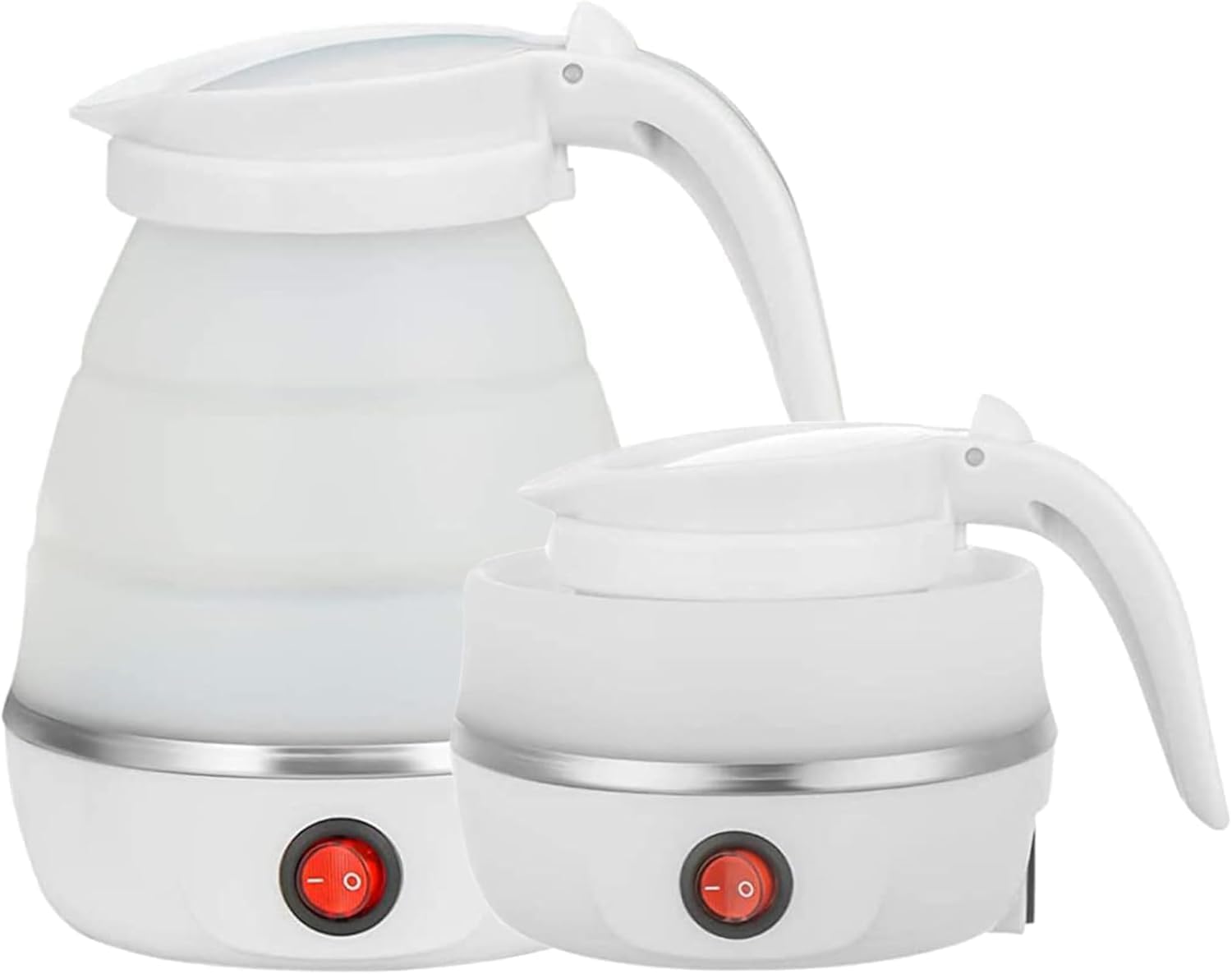 Photo 1 of Foldable Electric Travel Kettle - Portable and Convenient Silicone Collapsible Water Boiler and Tea Pot for Camping - Easy Storage with Detachable Power Cord ?White?