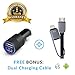 Car Charger- iPhone Car Charging Accessories- 3.1A Dual USB Charger (Black) by Power Up (TM)