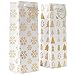12 Pack Set of Christmas Wine Bottle Bags with Included Tissue Paper – Premium Quality with Handles and Name Cards - 4 Cute Winter Holiday designs for Wine, Liquor and Beer Bottle Gifts