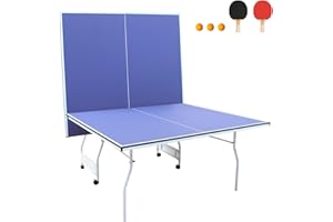 SculPong Ping Pong Table Foldable Table Tennis Table for Indoor Outdoor with Net, Table Tennis Paddles and Balls, 4.5ft/6ft/9ft Multi-Use Family Game Table for Kid Teenager Adult