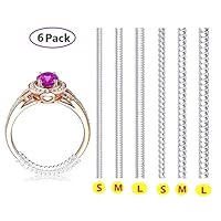 Ring Size Adjuster with Polishing Cloth, 6 Sizes Fit for Any Rings, Clear Ring Sizer, Perfect for Loose Rings (6 Packs)