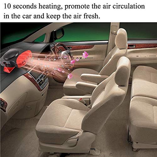 Colilove Car Heater, 2 in 1 Portable Car Heater Fan, Auto Fast Heating Car Heater with Heating & Cooling Function Defroster Defogger - 12V 150W, 3-Outlet Plug Adjustable Thermostat in Cigarette Light