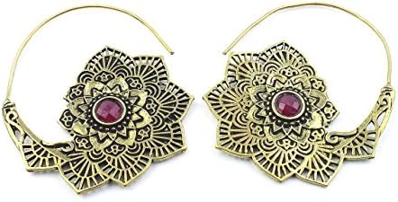 Regal Rose Earrings, Mandala Earrings, Brass Spiral, Boho, Bohemian, Tribal Earrings, Festival Jewelry, Gypsy Earrings, Ethnic, Hippie