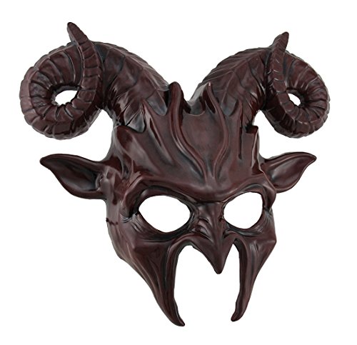 Red Ram Horns Demon Goat Man Half Face Mask