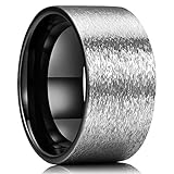 King Will Classic Unisex 12mm Tungsten Carbide Wedding Ring Black Interior Silver Engagement Band
