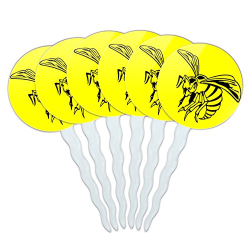 Set of 6 Cupcake Picks Toppers Decoration Insects Ladybug Butterfly Dragonfly - Bee Wasp Hornet