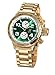 Konigswerk Mens Gold Tone Wrist Watch Metal Band Green Dial Large Face Multifunction Day Date AQ101100G