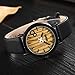 CUCOL Eco Faux Wooden Dail Leather Band Watches for Men and Women Casual Style Black Color