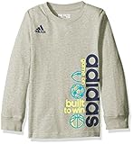 adidas Little Boys' Basic Long Sleeve Tee Shirt, Gray, 7X