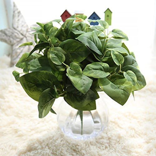 Sunrisee 2pcs Artificial Shrubs 14 Inches Silk Scindapsus Leaf Bushes Faux Plants for Home Kitchen Dining Table Garden Wedding Mini Pot Outdoor Decor, Green
