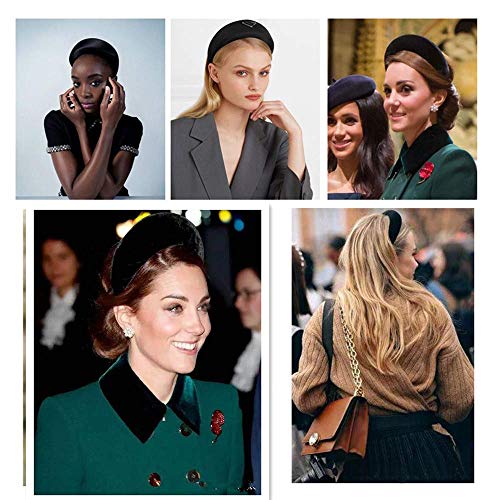 Headbands Women Hair Head Bands - Accessories Velvet Padded Cute Beauty Fashion Hairbands Girls Vintage Head Hair Bands Boho Wide Band For Workout GYM Yoga Running(Black) - Thumbnail 2