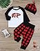Baby 1st Birthday Outfits Wild One Long Sleeve T-Shirt with Red Plaid Pant and Hat (A-Red+Black+White, 12-18 Months)