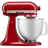 KitchenAid Artisan Series 5-Quart Tilt-Head Stand Mixer with White Colorfast Finish Stainless Steel Bowl, Empire Red, KSM150W