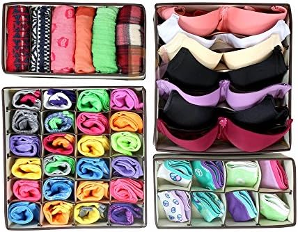 Foldable Storage Box Bra Underwear Closet Organizer Drawer Divider Kit 4 Set