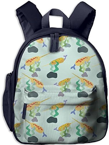 Narwhal Corn Dog Pattern Printed Lightweight Oxford School Book Bag Kids Double Zipper Closure Backpack Shoulder Travel With Front Pockets