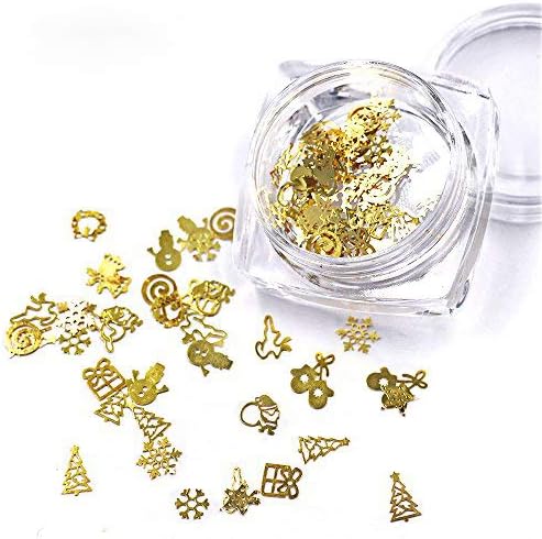 4 Boxes Mix 12 Style 3D Metal Christmas Santa Clause Snowflake Nail Art Decoration Slice Gold Stickers Decal Glitter Nail Art
