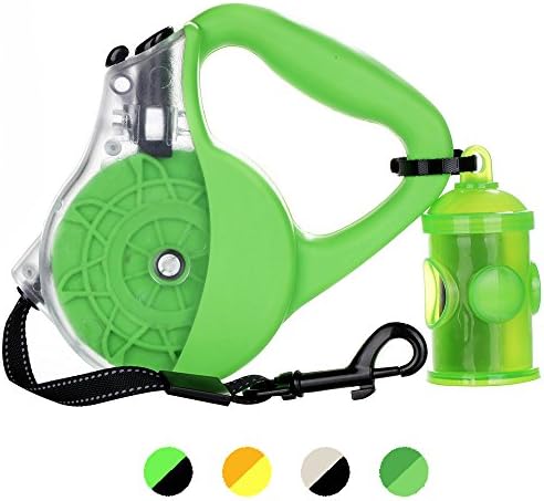 Retractable Dog Leash, 16ft Nylon Leashes for Small Medium Large Dogs Cats Breed up to 110 lbs, Reflective Ribbon, Brake &amp; Lock System, Lightweight for Walking, Waste Dispenser and Bags Include -Green