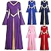 Women Metallic V Neck Praise Dance Dress Liturgical Worship Costume Bi Color Bell Long Sleeve Church Robe Praisewear
