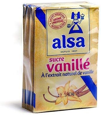 Alsa Vanilla Flavored Sugar with Natural Vanilla Extract - 12 x 7.5 g pack (2 Pack)