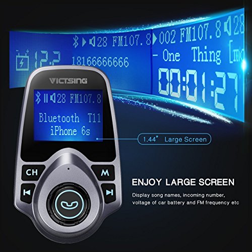 VicTsing T11 FM Transmitter, [Upgraded Version] Bluetooth FM Transmitter Car Radio Kit with 4