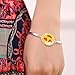 Girls Red Love Heart Eye Emoji Glass Pendant Wrist Bangle Adjustable Chain Clasp Bracelet