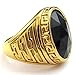 KONOV Mens Crystal Stainless Steel Ring, Classic Oval, Black, Size 10