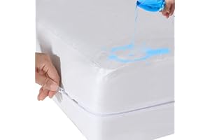 Antranfour Twin Mattress Protector Fully Zippered Encased Waterproof Urine Proof Cover for Kids and Pets, Fits 6-9 Inch Depth