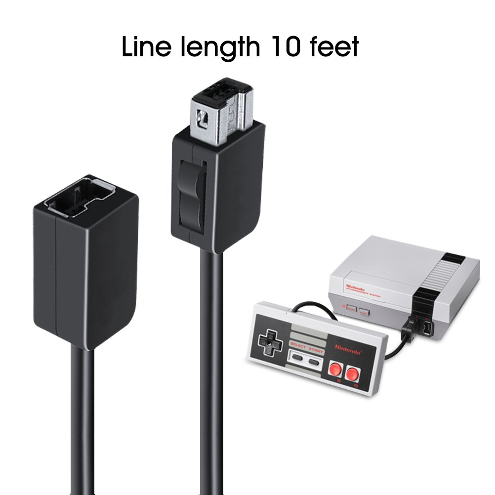 NES Mini Classic Controller Extension Cable, 3m 10ft Extended Cord Lead for Nintendo NES Mini Classic Controller (New 2016 Mini NES Version) – 2 Pack