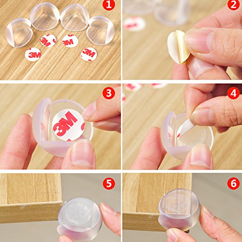 Wecando 20 PCS Medical Grade Clear Baby Corner Guards (Ball Shape, Matte Finish) - Baby Proofing Corner Protector - Child Proof Corner Cover Corner Bumpers - Baby Safety Corner Guards - Thumbnail 3