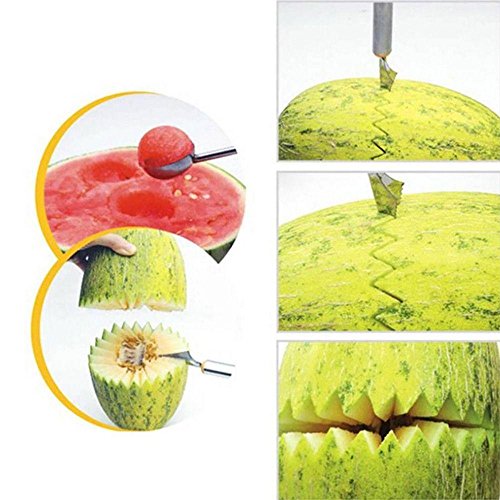 Unmengii Color Random Fashion Stainless Steel Kitchen Dig Ball Scoop Fruit Assorted Spoon Carving Cutter Melon Slicers