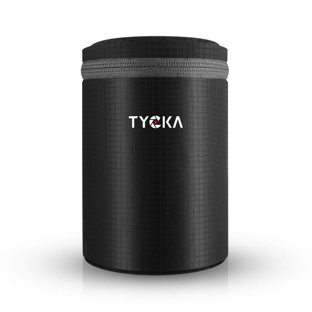 TYCKA Lens Pouch, Water Resistant Camera Lens Cases Bag with Zipper for DSLR Camera Lens 9 x 13 cm /3.54 x 5.11 in, Black