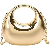 GORGLITTER Women's Metallic Clutch Purse Glamourous Crossbody Handbags Top Handle Mini Chain Bags