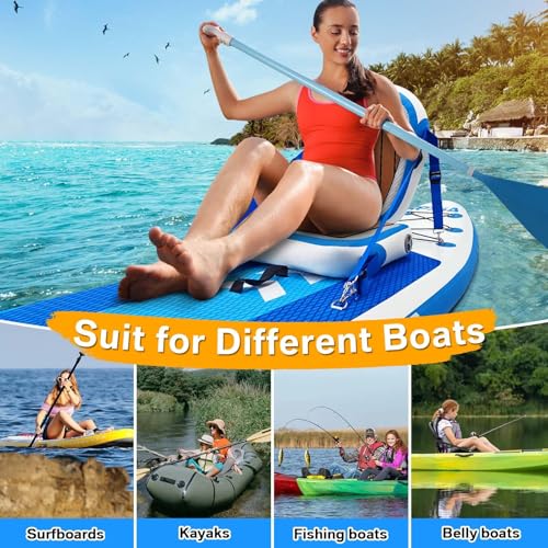 Ziziella Inflatable Paddle Board Seat with Back Support, Universal Portable Kayak Seat for Canoe Yak Sup, Adjustable Paddelboard Cushion with Inflate Nozzle for Fishing/Kayaking/Camping