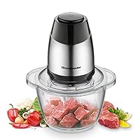 Electric Food Chopper, 5-Cup Food Processor by Homeleader, 1.2L Glass Bowl Grinder for Meat, Vegetables, Fruits and Nuts, Stainless Steel Motor Unit and 4 Sharp Blades, 300W