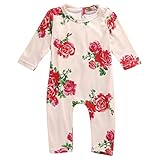Newborn Baby Girls Long Sleeve Sweet Rose Romper Jumpsuit Bodysuit Outfits Clothes