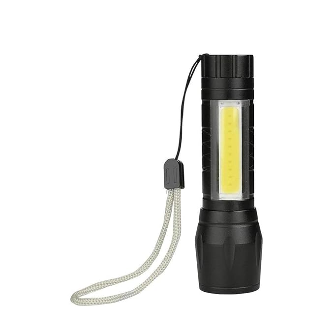 Zilant XPE+COB LED Rechargeable Tactical Flashlight Zoomable 3 Modes USB Charging Torch Built-in 14500 Battery with USB Cable Storage Box Outdoor Spotlight Flashlight Lamp Waterproof
