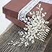 Denifery Bridal Pearl Hair Comb Wedding Hair Comb Ivory Headpiece Delicate Pearl Hair Piece Crystal and Pearl Bridal Hair Comb Wedding Accessory Rhinestone Hair Piece (Silver)