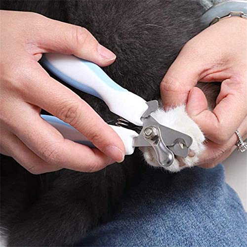 Thstheaven Pet Grooming Brush & Nail Clippers Trimmers - Double Sided Shedding and Dematting Undercoat Rake Comb for Dogs and Cats - Safe Dematting Comb for Easy Mats & Tangles Removing (Blue)