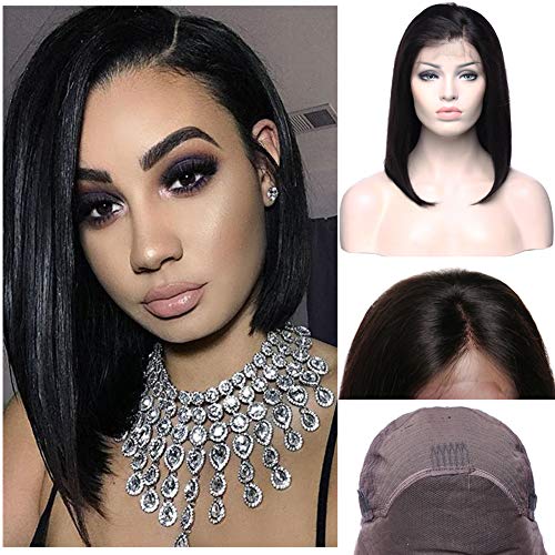 12inch Bob Lace Front Wig Human Hair Pre Plucked Side Part For