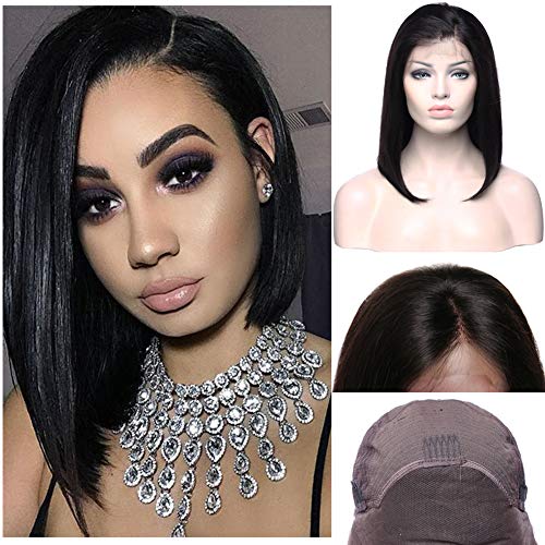 White Lace Halloween Contacts - 12inch BOB Lace Front Wig Human