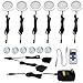 AIBOO 12V LED Under Cabinet Lights Kit 6 Pack Black Cord Aluminum Puck Lights for Kitchen Counter Closet Lighting with Wireless Dimmable RF Remote Control 6 Lights 12W (2700K Warm White)
