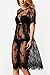 HOMEY INN Women’s Fashion Perspective Lace Swimwear Blouse Short Sleeve Lace Dress (S, Black1)