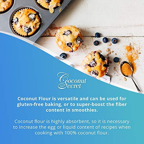 Coconut Secret Raw Coconut Flour - 1 lb - High Fiber, Unheated, Unbleached, Unrefined Grain Flour Alternative - Organic, Vegan, Non-GMO, Gluten-Free, Kosher - 32 Servings
