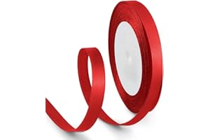 HimBen 3/8 Inch 25 Yards Satin Ribbon Red, Solid Color Fabric Ribbon for Gift Wrapping, Wedding, Polyester Gift Ribbon for Birthday Party Decoration, Craft, Hair, Floral, Sewing
