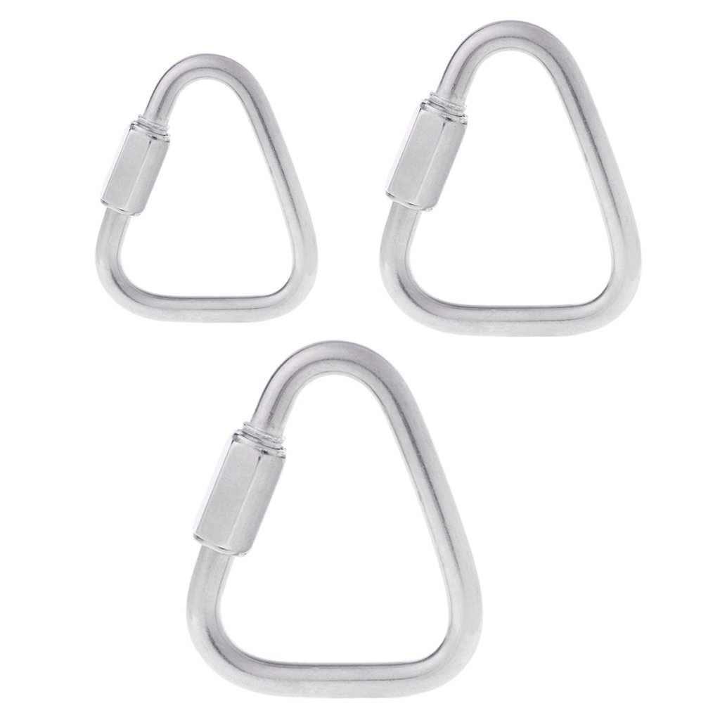 Oranmay 1Pcs Stainless Steel Screw Lock Triangle Professional Carabiner