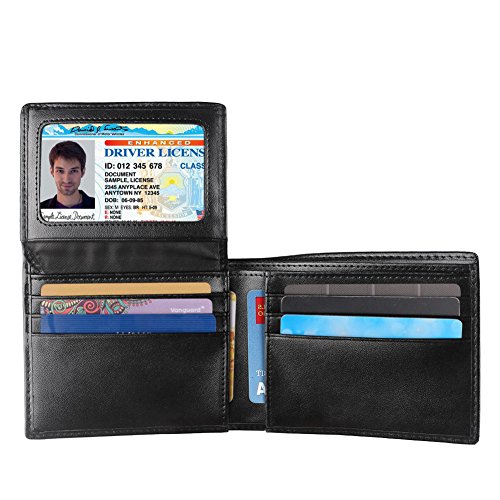 AYOUYA RFID Blocking Leather Wallet for Men Classic Pocket Bifold Wallets Black