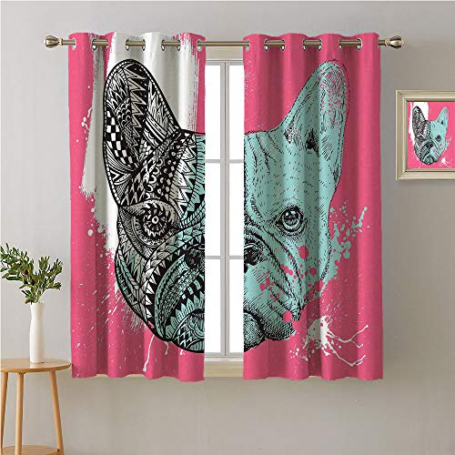Jinguizi Modern Grommets Bedroom Living French Bulldog Split With