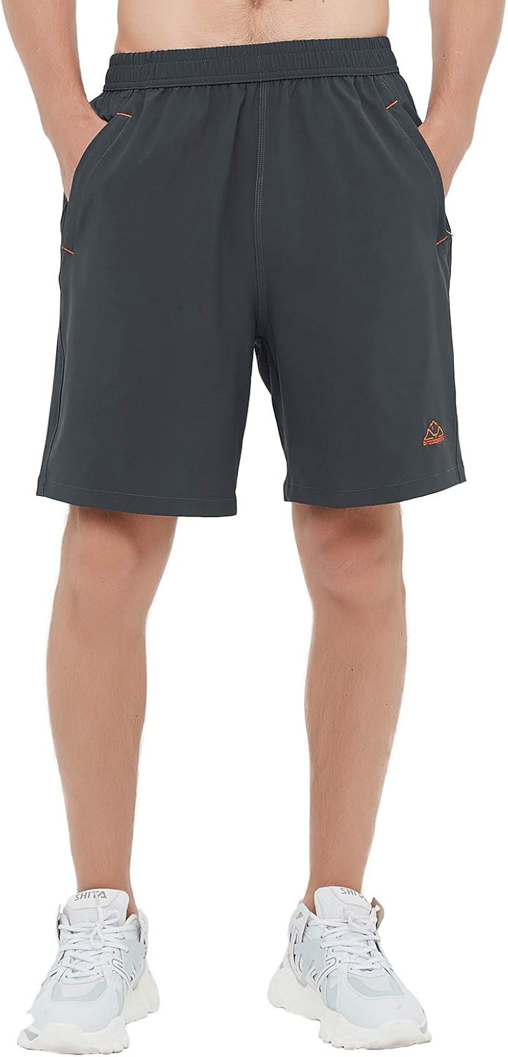Rdruko Men's Quick Dry Hiking Shorts Lightweight Running Workout Gym Active Shorts with Zipper Pockets: Clothing