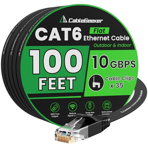 CableGeeker Cat 6 Flat Ethernet Cable 10gbps