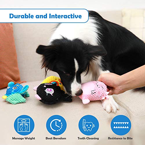 Squeaky Puppy Toys Set, Cute Soft Plush Dog Toys with Crinkle Paper and